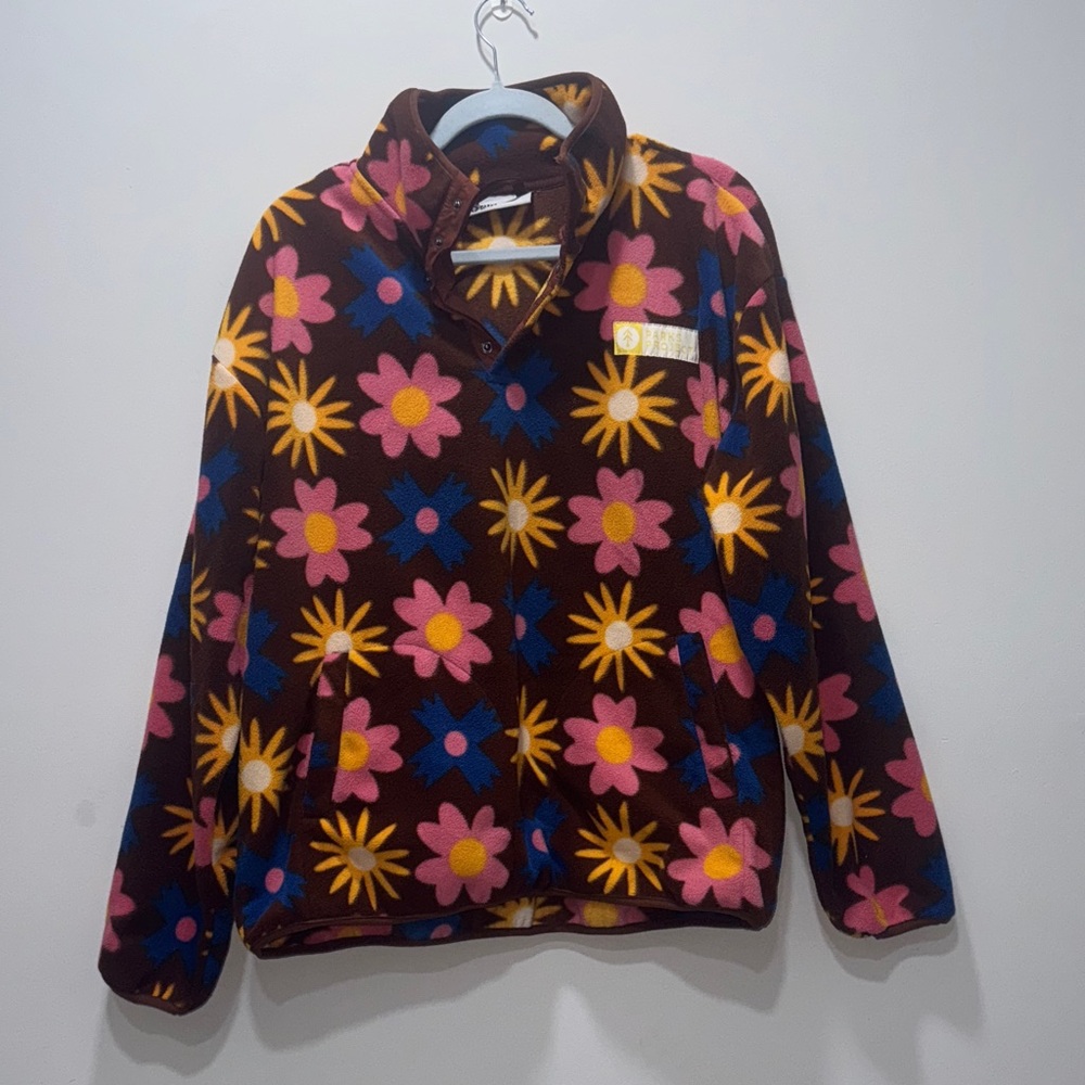 Floral Fleece Pullover Jacket